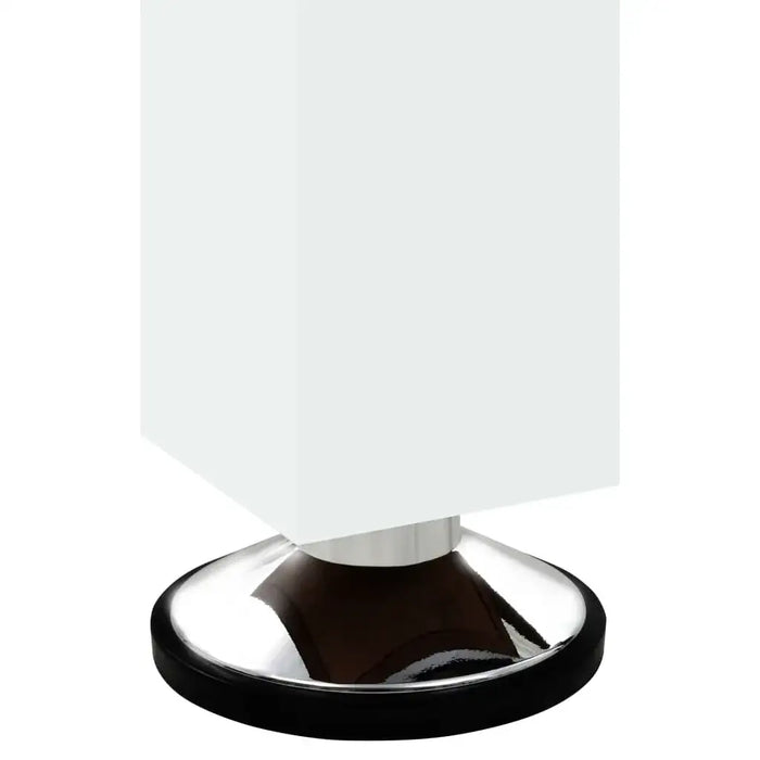Adjustable chrome leg base of white professional football table