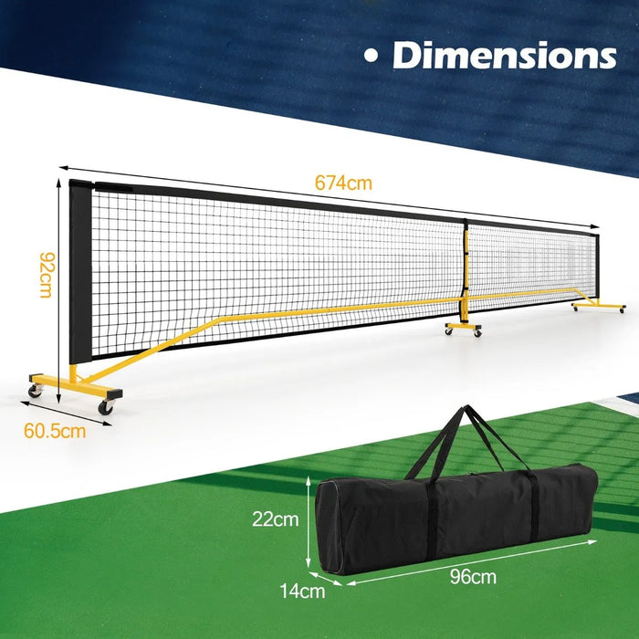 Professional Regulation-Size Portable Pickleball Net System with 6 Lockable Wheels - Little and Giant Explorers Costway