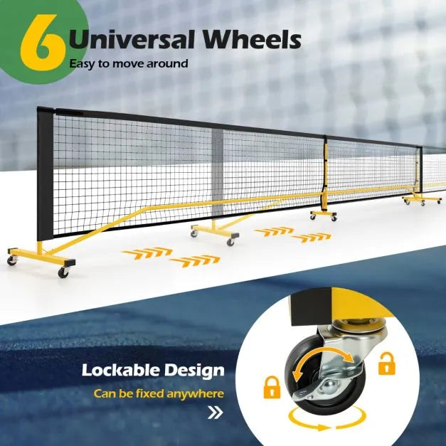 Professional Regulation-Size Portable Pickleball Net System with 6 Lockable Wheels - Little and Giant Explorers Costway