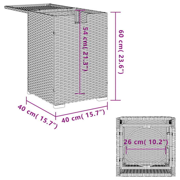 Propane Tank Cover Table in Grey and Poly Rattan (40 x 40 x 60cm) - Little and Giant Explorers vidaXL