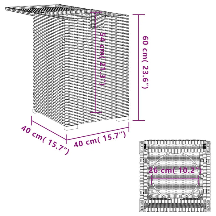 Propane Tank Cover Table in Light Grey and Poly Rattan (40 x 40 x 60cm) - Little and Giant Explorers vidaXL