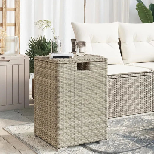 Propane Tank Cover Table in Light Grey and Poly Rattan (40 x 40 x 60cm) - Little and Giant Explorers vidaXL