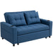 Pull-Out Loveseat Sofa Bed – Dark Blue Linen | Reclining 2-Seater with Storage Pockets HOMCOM - Little and Giant Explorers