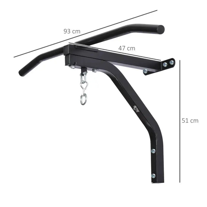 Punch Bag Wall Bracket with Pull-Up Bar | Heavy Duty Steel - 130kg Capacity HOMCOM - Little and Giant Explorers HOMCOM
