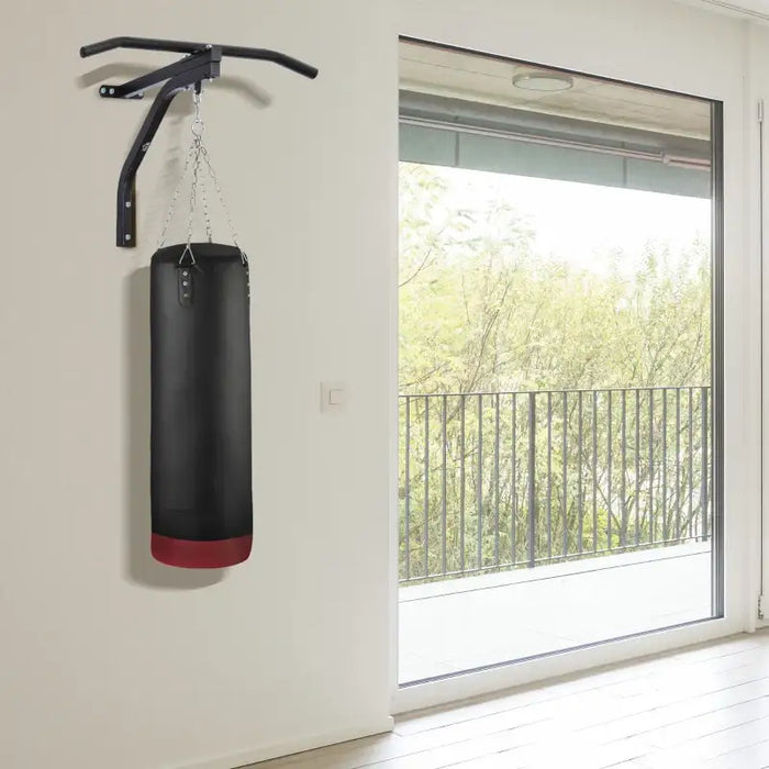 Punch Bag Wall Bracket with Pull-Up Bar | Heavy Duty Steel - 130kg Capacity HOMCOM - Little and Giant Explorers HOMCOM