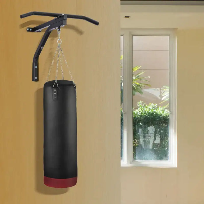 Punch Bag Wall Bracket with Pull-Up Bar | Heavy Duty Steel - 130kg Capacity HOMCOM - Little and Giant Explorers HOMCOM