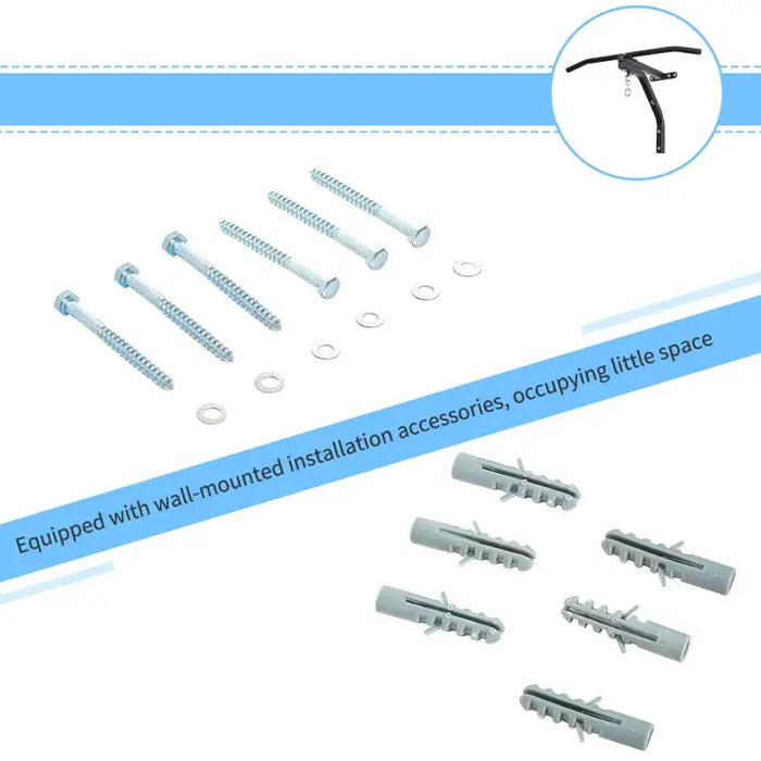 Punch Bag Wall Bracket with Pull-Up Bar | Heavy Duty Steel - 130kg Capacity HOMCOM - Little and Giant Explorers HOMCOM