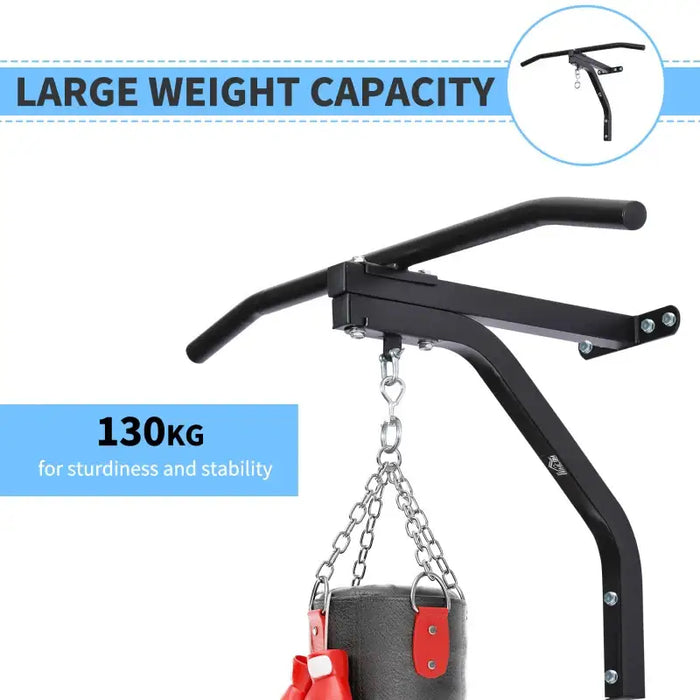 Punch Bag Wall Bracket with Pull-Up Bar | Heavy Duty Steel - 130kg Capacity HOMCOM - Little and Giant Explorers HOMCOM