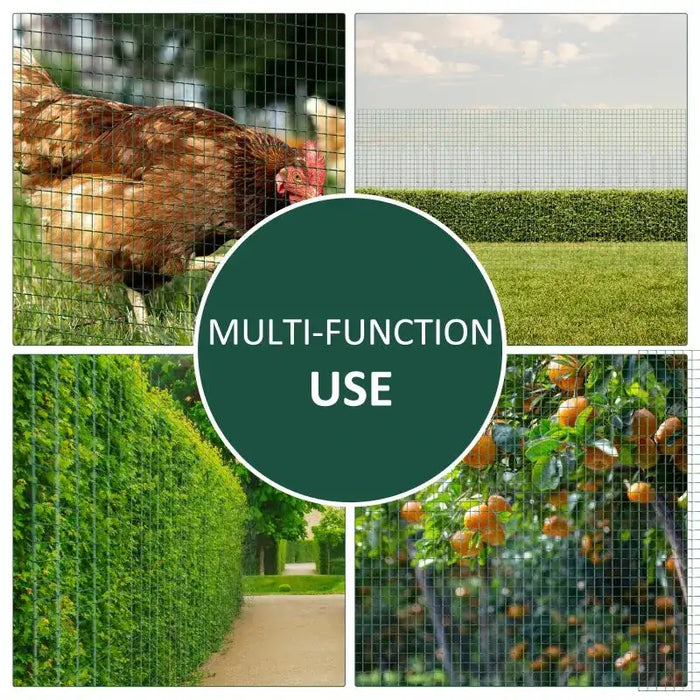 PVC Coated Welded Wire Mesh Fencing for Poultry 30m - Little and Giant Explorers PawHut