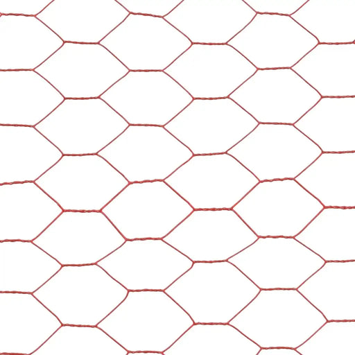 Chicken Wire Fence Steel with PVC Coating in Red (25 x 0.5m) - Little and Giant Explorers vidaXL