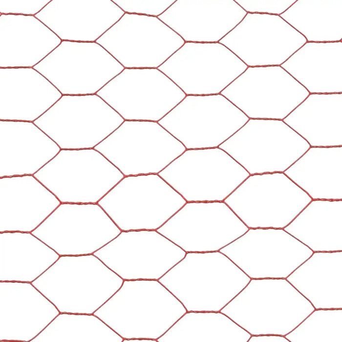 Chicken Wire Fence Steel with PVC Coating in Red (25 x 0.5m) - Little and Giant Explorers vidaXL
