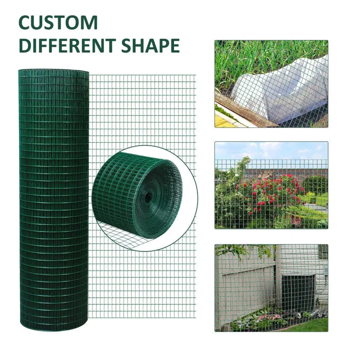 PVC Coated Welded Wire Mesh Fencing for Poultry 30m - Little and Giant Explorers PawHut