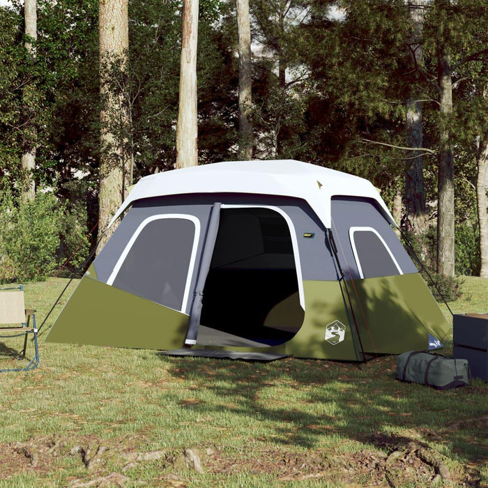 Quick Release Family Tent with LED in Light Green (6 persons) - Little and Giant Explorers vidaXL