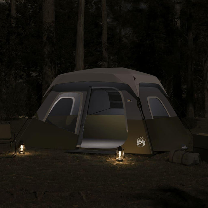 Quick Release Family Tent with LED in Light Green (6 persons) - Little and Giant Explorers vidaXL