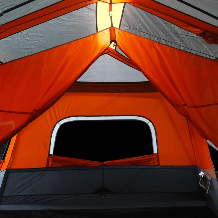 Quick Release Family Tent with LED in Light Grey and Orange (10 persons) - Little and Giant Explorers vidaXL