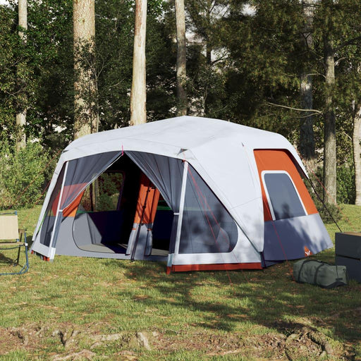 Quick Release Family Tent with LED in Light Grey and Orange (10 persons) - Little and Giant Explorers vidaXL