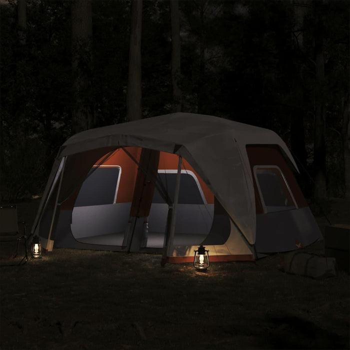 Quick Release Family Tent with LED in Light Grey and Orange (10 persons) - Little and Giant Explorers vidaXL