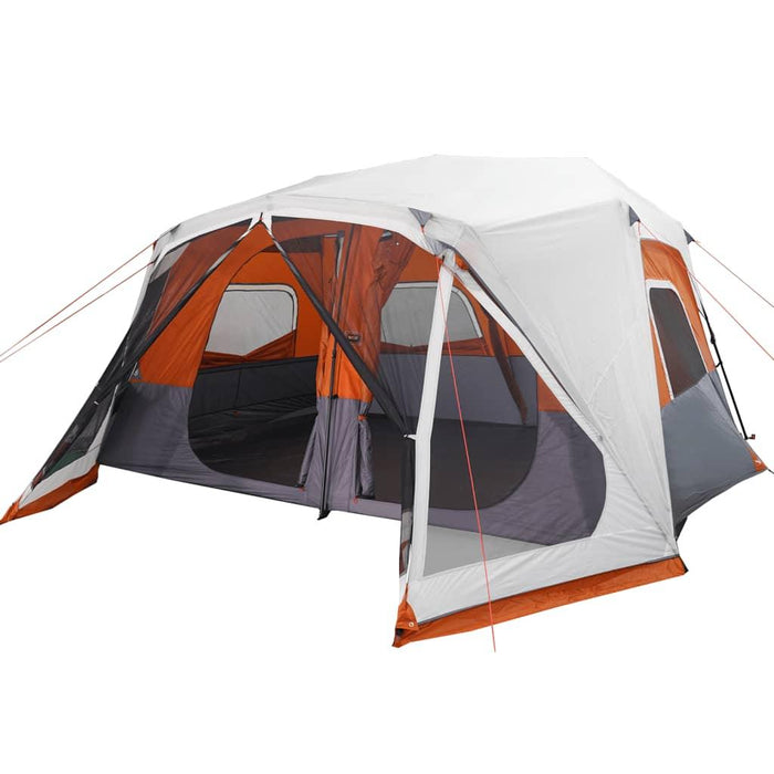 Quick Release Family Tent with LED in Light Grey and Orange (10 persons) - Little and Giant Explorers vidaXL