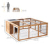 Wooden outdoor pet cage with wire mesh and dimensions for rabbits or small animals