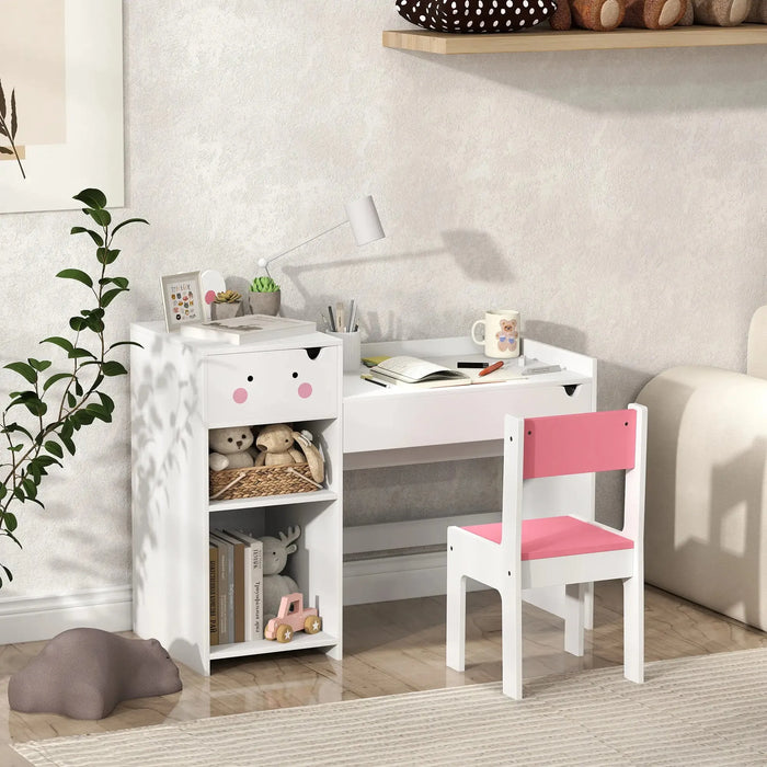 Rabbit-Themed Kids Desk and Chair Set with Bookcase - Little and Giant Explorers AIYAPLAY