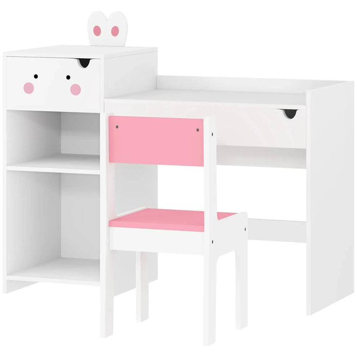 Rabbit-Themed Kids Desk and Chair Set with Bookcase - Little and Giant Explorers AIYAPLAY