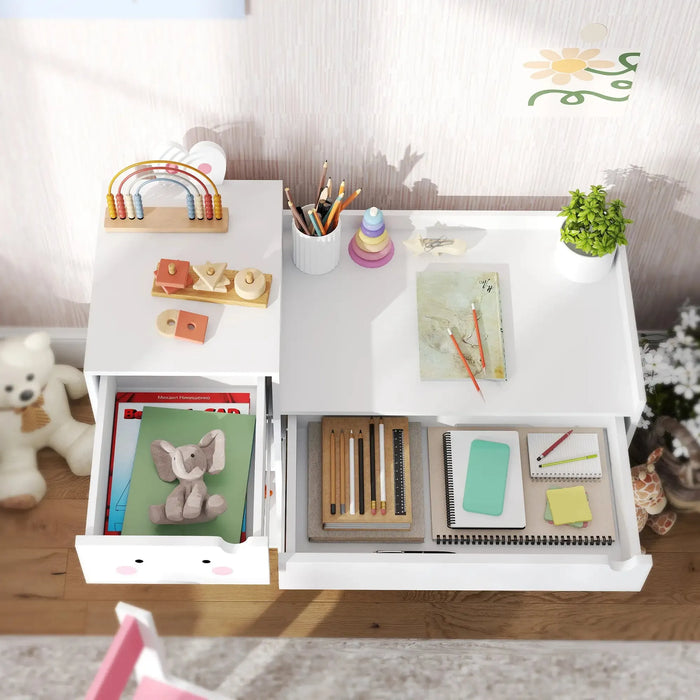 Rabbit-Themed Kids Desk and Chair Set with Bookcase - Little and Giant Explorers AIYAPLAY