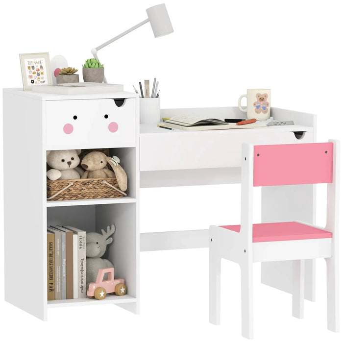 Rabbit-Themed Kids Desk and Chair Set with Bookcase - Little and Giant Explorers AIYAPLAY