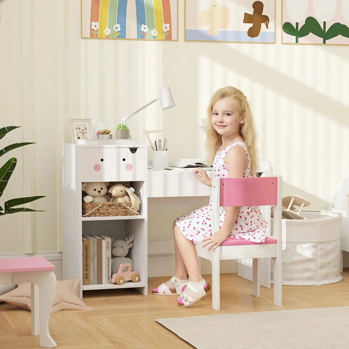 Rabbit-Themed Kids Desk and Chair Set with Bookcase - Little and Giant Explorers AIYAPLAY