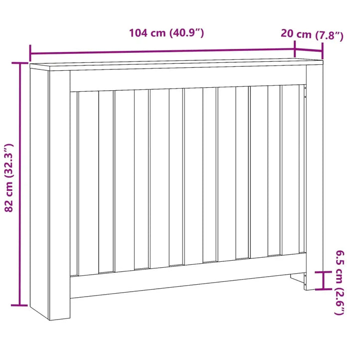 Dimensions of a wooden headboard with measurements in centimeters and inches.