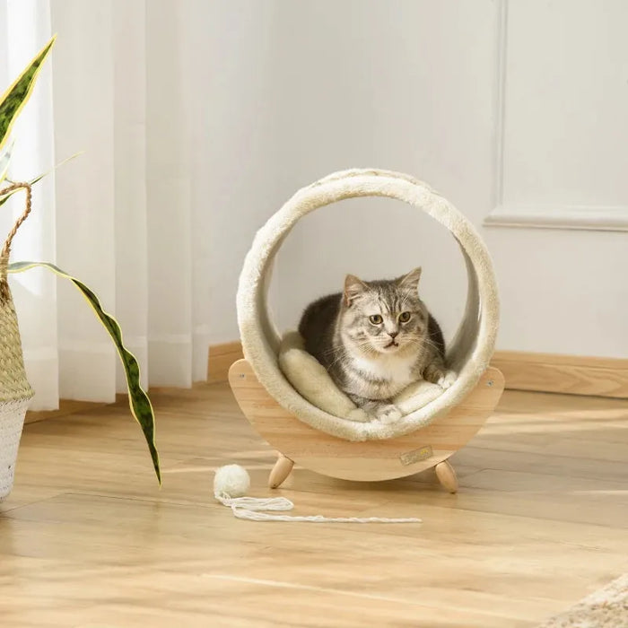 Raised Cat House with Scratcher - Little and Giant Explorers PawHut