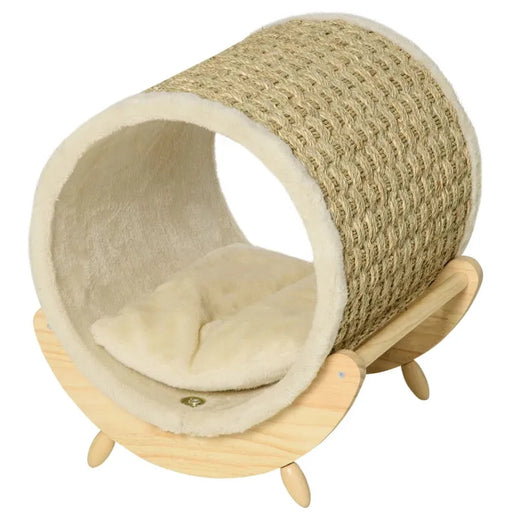 Raised Cat House with Scratcher - Little and Giant Explorers PawHut