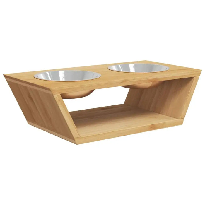 Raised Dog Bowls – Bamboo Stand | 2 Stainless Steel Pet Bowls - Dogs and Cats VIDAXL - Little and Giant Explorers vidaXL