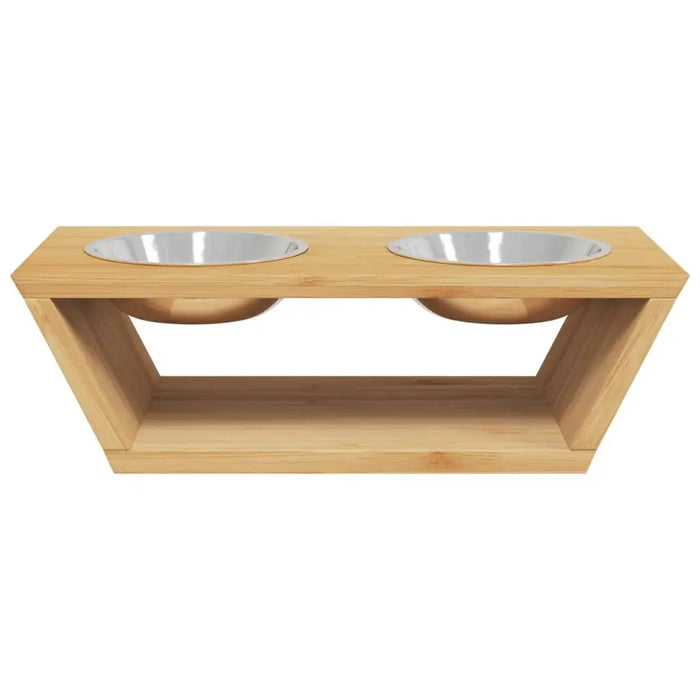 Raised Dog Bowls – Bamboo Stand | 2 Stainless Steel Pet Bowls - Dogs and Cats VIDAXL - Little and Giant Explorers vidaXL