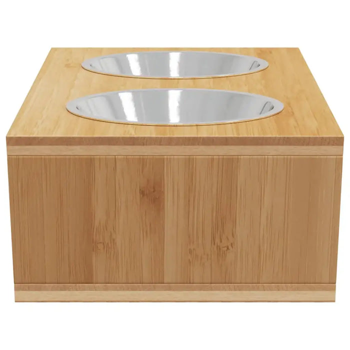 Raised Dog Bowls – Bamboo Stand | 2 Stainless Steel Pet Bowls - Dogs and Cats VIDAXL - Little and Giant Explorers vidaXL