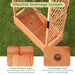 Wooden raised garden bed with trellis, featuring 16mm drainage holes and proper bottom gaps on green grass