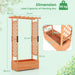 Wooden raised garden bed with trellis and hanging roof for climbing plants, 180 cm tall, 110 cm wide