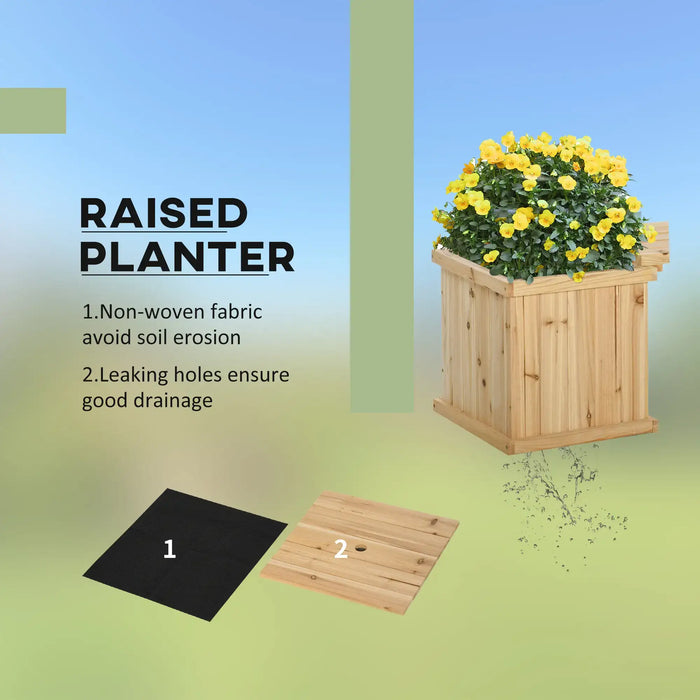 Raised Planter with Bench | Natural Fir Wood with Duo Design and Elevated Growing - Little and Giant Explorers Outsunny