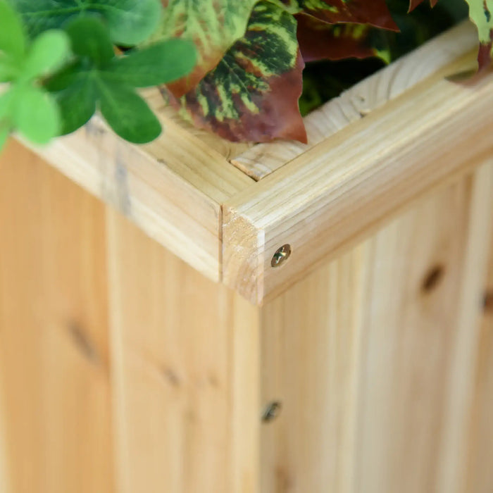 Raised Planter with Bench | Natural Fir Wood with Duo Design and Elevated Growing - Little and Giant Explorers Outsunny