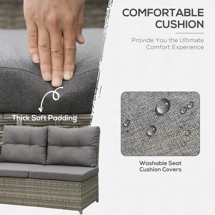 6-Piece Patio Wicker Sectional Conversation Corner Sofa in Grey - Little and Giant Explorers Outsunny