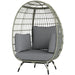 Rattan Egg Chair with Cushions and Pillows in Charcoal Grey - Little and Giant Explorers Outsunny