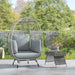 Rattan Egg Chair with Cushions and Pillows in Charcoal Grey - Little and Giant Explorers Outsunny