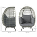 Rattan Egg Chair with Cushions and Pillows in Charcoal Grey - Little and Giant Explorers Outsunny