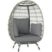 Rattan Egg Chair with Cushions and Pillows in Charcoal Grey - Little and Giant Explorers Outsunny