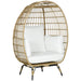 Rattan Egg Chair with Cushions and Pillows in Khaki - Little and Giant Explorers Outsunny