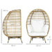 Rattan Egg Chair with Cushions and Pillows in Khaki - Little and Giant Explorers Outsunny