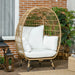 Rattan Egg Chair with Cushions and Pillows in Khaki - Little and Giant Explorers Outsunny