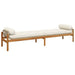Rattan garden bench with powder-coated steel, acacia wood, cream white cushion and bolster pillows