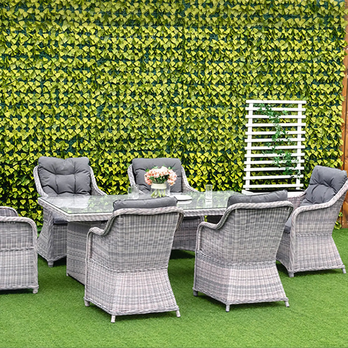 Seven-Piece Rattan Dining Set in Mixed Grey - Little and Giant Explorers Outsunny