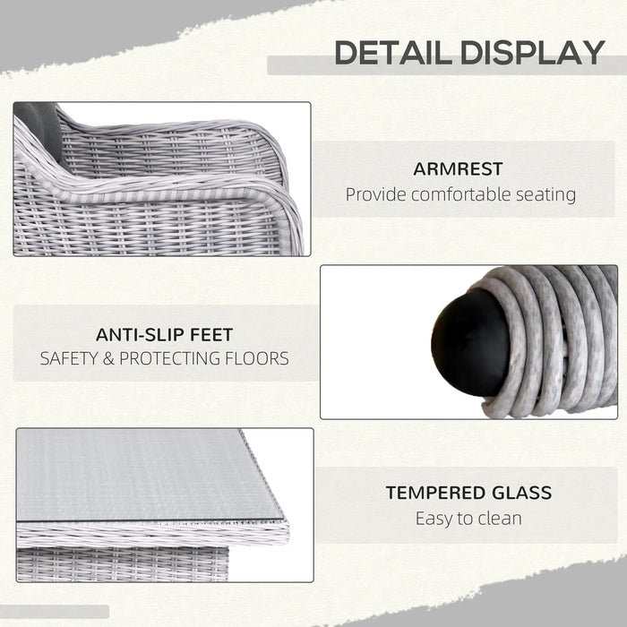 Seven-Piece Rattan Dining Set in Mixed Grey - Little and Giant Explorers Outsunny