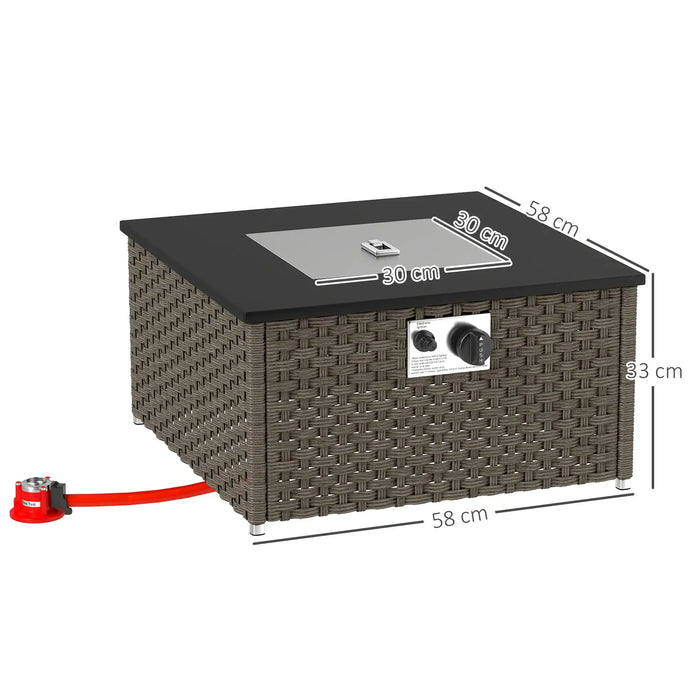 Rattan Gas Fire Pit Table for Garden - Little and Giant Explorers Outsunny